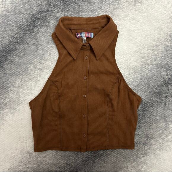 Urban Outfitters Brown Sleeveless Collared Blouse - Picture 1 of 11
